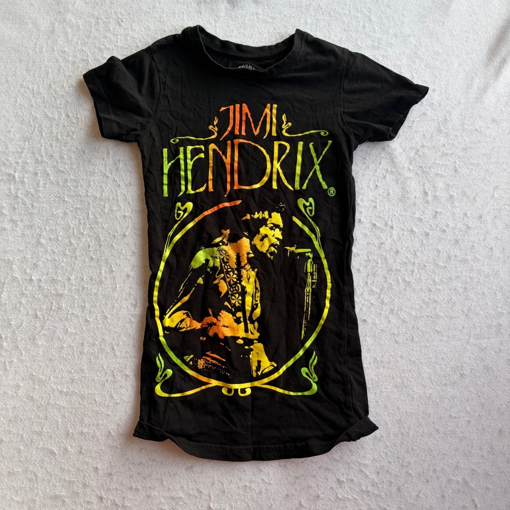 Authentic Hendrix T Shirt Womens XS Black Graphic Print Short Sleeve Crew Neck